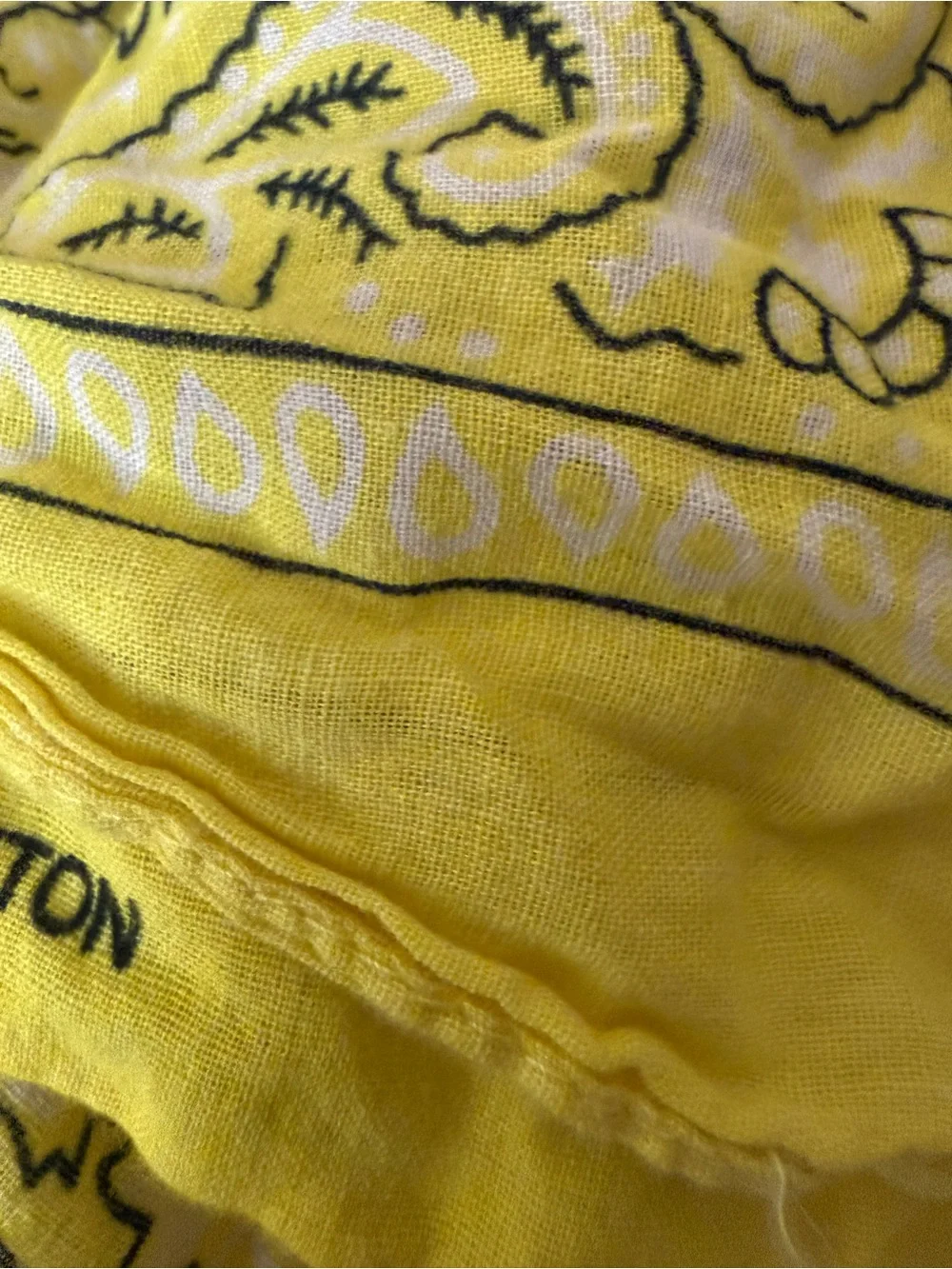 Western festival neck head  bandana neon bright yellow black 100% cotton 18”